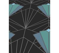 K Collection Debona Isadora Art Deco Fan Green/Black Wallpaper 2493