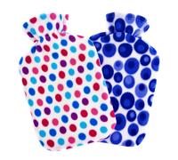 K Collection Dotted 2L Hot Water Bottle And Cover (Pack of 2One Size Blue/White/