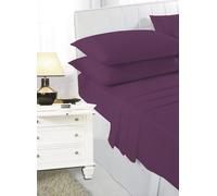 K Collection Double Size Percale Fitted Sheet - Soft Polycotton, 23cm Deep Pocket - Aubergine