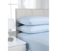 K Collection Double Size Percale Fitted Sheet - Soft Polycotton, 23cm Deep Pocket - Baby Blue