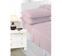 K Collection Double Size Percale Fitted Sheet - Soft Polycotton, 23cm Deep Pocket - Baby Pink