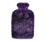K Collection Embroidered Sloagan Hot Water Bottle with Removable Cover - Counting Sheep Slogan - Soft Plush Purple Cover - Premium Natural Rubber (Purple - Counting Sheep)