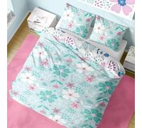 K Collection Floral Duvet Cover - Reversible Delicate Pastel Flower Print Bedding - Girls Blossom Bloom Design - Bedding Set with Matching Pillowcase (Double)