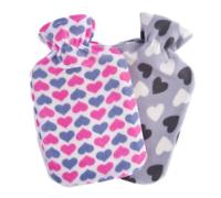 K Collection Heart 2L Hot Water Bottle And Cover (Pack Of 2) White/grey (One Size)