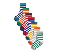K Collection Kids Ex Store Socks - 7 Pack - Cotton Rich - Stripe Design Socks - Assorted Colours - UK Shoe Size 12-3