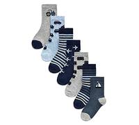 K Collection Kids Ex Store Socks - 7 Pack - Cotton Rich - Transport Design Socks - Assorted Colours - UK Shoe Size 12-3