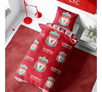 K Collection Liverpool Single Duvet Cover Set, Crest Design | Reversible 2 Sided Football Bedding Cover Official Merchandise Including Matching Pillow Case