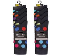 K Collection Mens Ex Store Socks - 10 Pack - Cotton Rich Purista - Stripe/Argyle/Spots Design Socks - Assorted Colours - UK Shoe Size 9-11
