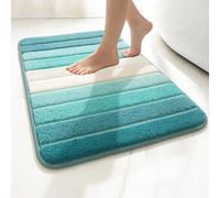 K Collection Multipurpose Microfibre Bath Mat - Super Absorbent Non-Slip Mat - Extra Soft Thick Floor Foot Mat, Fluffy Shaggy Shower Bathroom Mat - Turquoise 50x80cm
