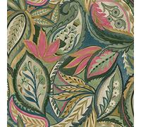 K Collection Paisley Leaves Pink/Green Wallpaper (13440)
