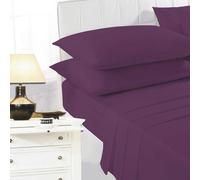 K Collection Percale Percale Fitted Sheet Aubergine (Single)