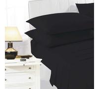 K Collection Percale Percale Fitted Sheet Black (King)