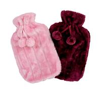 K Collection Pom Pom 2L Hot Water Bottle And Cover (Pack of One Size Pink/Plum