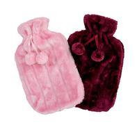 K Collection Pom Pom 2L Hot Water Bottle & Cover Pack of 2 in Pink K Collection Pink
