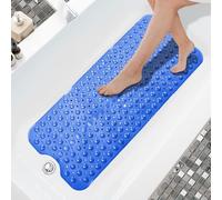 K Collection Premium Non Slip Shower Mat - Anti Mould & Mildew, 200 Suction Cups - Extra Long 100x40cm Rubber PVC Bath Mat - Machine Washable - Blue