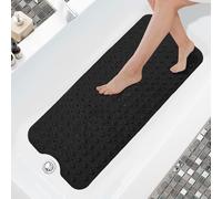 K Collection Premium Non Slip Shower Mat - Anti Mould & Mildew, 200 Suction Cups - Extra Long 100x40cm Rubber PVC Bath Mat - Machine Washable - Black