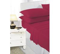 K Collection Single Size Percale Fitted Sheet - Soft Polycotton, 23cm Deep Pocket - Red