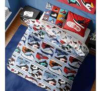 K Collection Sneaker City Duvet Cover - Hi Top Trainers Sneaker Design - Reversible Bedding Set - Double Duvet Cover and Pillowcase Set