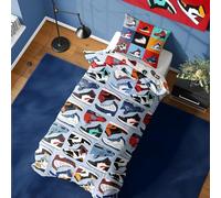 K Collection Sneaker City Duvet Cover - Hi Top Trainers Sneaker Design - Reversible Bedding Set - Single Duvet Cover and Pillowcase Set