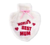 K Collection Worlds Best Mum 1L Hot Water Bottle Cover White/pink (One Size)