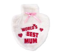 K Collection World's Best Mum 1L Hot Water Bottle CoverOne Size White/Pink TC75