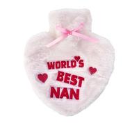K Collection Worlds Best Nan Heart 1L Hot Water Bottle And Cover White/pink (One Size)