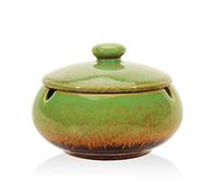 K COOL Outdoor Cigarette Ashtray with Lid Smokeless Ceramic Ash Trays Covered Windproof Smell Proof Ashtrays for Outside Patio Home Odorless Office Tabletop (Green)