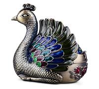 K COOL Peacock Metal Ashtray with Lid, Windproof Portable Cigarette Ashtray for Indoor or Outdoor Use, Ash Holder for Smokers, Desktop Smoking Ash Tray for Patio Porch Reception Decoration (Bronze)