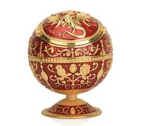 K COOL Pterosaur Windproof Ashtray with Flip Lid for Cigarette Metal Portable Smoking Tobacco Ashtray Indoor Outdoor, Handicrafts Rose Pattern Classy Gift for Women Men (Dark Red-Golden) …