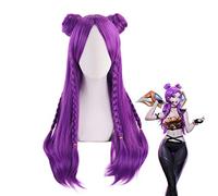 K/DA Kaisa Long Purple Braid Wig With Bun Cosplay Costume KDA Kai'Sa Women Heat Resistant Synthetic Hair Halloween Party Wigs MZ-1332