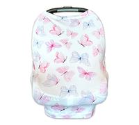 K&Di Baby Car Seat Cover, Breathable Fabric, Sun Protection, Multipurpose Use, Universal Fit, Butterfly Design