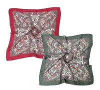 K-Elewon 27.5” Women Medium Square Scarf Head Scarf- 2PCS Cotton Neck Scarf Hair Scarf Head Sleeping Wraps Scarfs for Women, Se07, One Size
