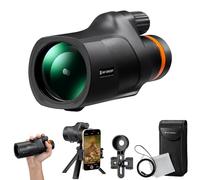 K&F Concept 12X50 HD Monocular，Monoculars Telescope for Adults with Smartphone Holder & Tripod, BAK4 Prism & FMC Lens- IP66 Waterproof- for Bird Watching Hiking Hunting Camping Travelling, Black