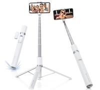 K&F CONCEPT 175cm Selfie Stick, Auto Open & Close Phone Tripod Stand, 360° Rotatable Selfie Stick with 9 Button Bluetooth Remote, Extendable Automatic Tripod for Cell Phone(White)