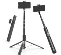 K&F CONCEPT 175cm Selfie Stick, Auto Open & Close Phone Tripod Stand, 360° Rotatable Selfie Stick with 9 Button Bluetooth Remote, Extendable Automatic Tripod for Cell Phone(Black)