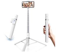 K&F CONCEPT 175cm Selfie Stick Tripod with Detachable Remote Control, Compatible with iPhone 17/16/15/14/13/12/11/XR Seires - Anti-slip Version White
