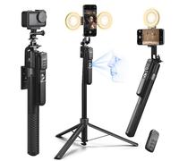 K&F CONCEPT 180 cm Face Tracking Tripod for iPhone/Android, 360 Rotation Mobile Phone Tripod with Light and Remote, Phone Selfie Stick for Smartphone, iPhone Stand for Filming Video, Vlog Recording