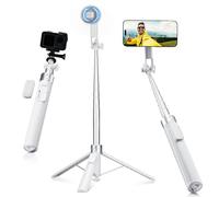 K&F CONCEPT 180 cm Selfie Stick Tripod for iPhone, 3-in-1 Clip, Magnetic & 1/4" Screw Phone Tripod, MagSafe Tripod Compatible with iPhone 17/16/15, GoPro Hero, Insta360 X5, DJI Osmo Pocket 3(White)