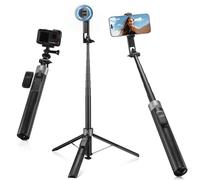 K&F CONCEPT 180 cm Selfie Stick Tripod for iPhone, 3-in-1 Clip, Magnetic & 1/4" Screw Phone Tripod, MagSafe Tripod Compatible with iPhone 17/16/15, GoPro Hero, Insta360 X5, DJI Osmo Pocket 3(Black)