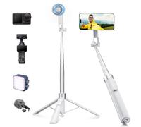 K&F CONCEPT 180cm/72" Selfie Stick for iPhone, Phone Tripod - White
