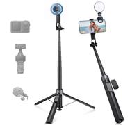K&F CONCEPT 180cm/72" Selfie Stick for iPhone, Phone Tripod with Fill Light