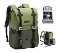 K&F Concept 20L Camera Backpack for Photographers Large Capacity PU Leather Camera Bags with Raincover, 15.6 Inch Laptop Compartment for Camera Drone Bags
