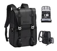 K&F Concept 20L Camera Backpack for Photographers Large Capacity PU Leather Camera Bags with Raincover, 15.6 Inch Laptop Compartment for Camera Drone Bags