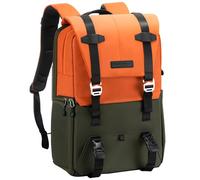 K&F Concept 20L Camera Backpack for Photographers Large Capacity PU Leather Camera Bags with Raincover, 15.6 Inch Laptop Compartment for Camera Drone Bags