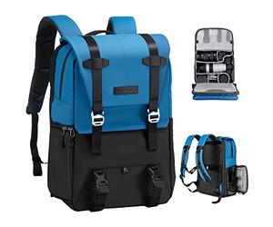 K&F Concept 20L Camera Backpack for Photographers Large Capacity PU Leather Camera Bags with Raincover, 15.6 Inch Laptop Compartment for Camera Drone Bags