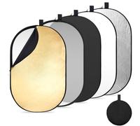 K&F Concept 5 in 1 60x90cm Light Reflector, Multi-Disc Photography Diffuser Collapsible Portable for Studio and Outdoor Lighting Gold Silver White Black Translucent