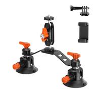 K&F CONCEPT 3" Dual Suction Cup Mount Sets for Camera with 360° Ball Head Heavy Duty Camera Mount for Car Windshield, Hood, Side Panel Compatible with Osmo Pocket 3, Insta360, DSLRs, Phone