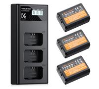 K&F CONCEPT 3-Pack NP-FW50 Battery and Triple Slot Charger Set, Compatible with Sony A6400, ZV-E10, A6000, A6500, A6300, Alpha 7, A7, A7II, A7RII, A7SII, A7S, A7S2, A7R, A7R2, A5000, NEX-3, RX10