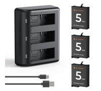 K&F CONCEPT 3-Pack Osmo Action 5 Pro/4/3 Battery and Charger Compatible with DJI Osmo 360, Action 5 Pro,Osmo Action 4 and Osmo Action 3 2100mAh
