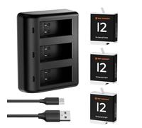 K&F CONCEPT 3-Pack Replacement Battery for Hero 12, Enduro Batteries & 3-Channel Quick Charger Compatible with Hero 12/11/10/9 Action Cameras, 1730mAh